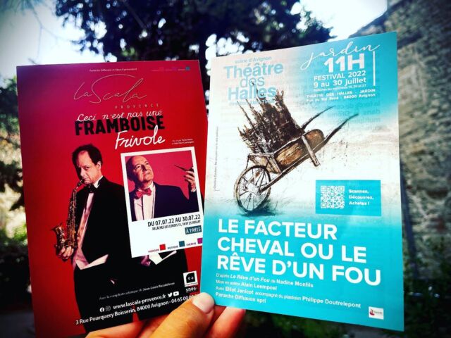 Panache Diffusion est au @festivaloffavignon, et vous y présente 2 spectacles:
- « Le facteur Cheval ou le rêve d’un fou » avec @elliot_jenicot et @phil_tout_court_ au Théâtre des Halles
- « Ceci n’est pas une Framboise Frivole » avec Peter Hens et @vancaenegembart à @la.scala.provence