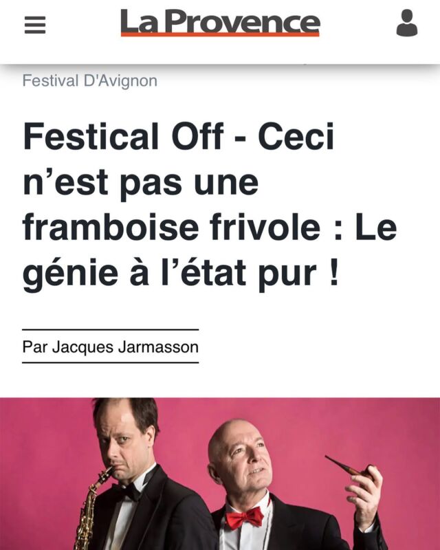 Très bel article de Jacques Jarmasson dans le journal La Provence
" L’absurde traité de façon la plus géniale qui soit, avec un talent incommensurable de ces deux interprètes, qui manient la musique (et le verbe) de façon ingénieuse, astucieuse et d’une rare intelligence musicale."